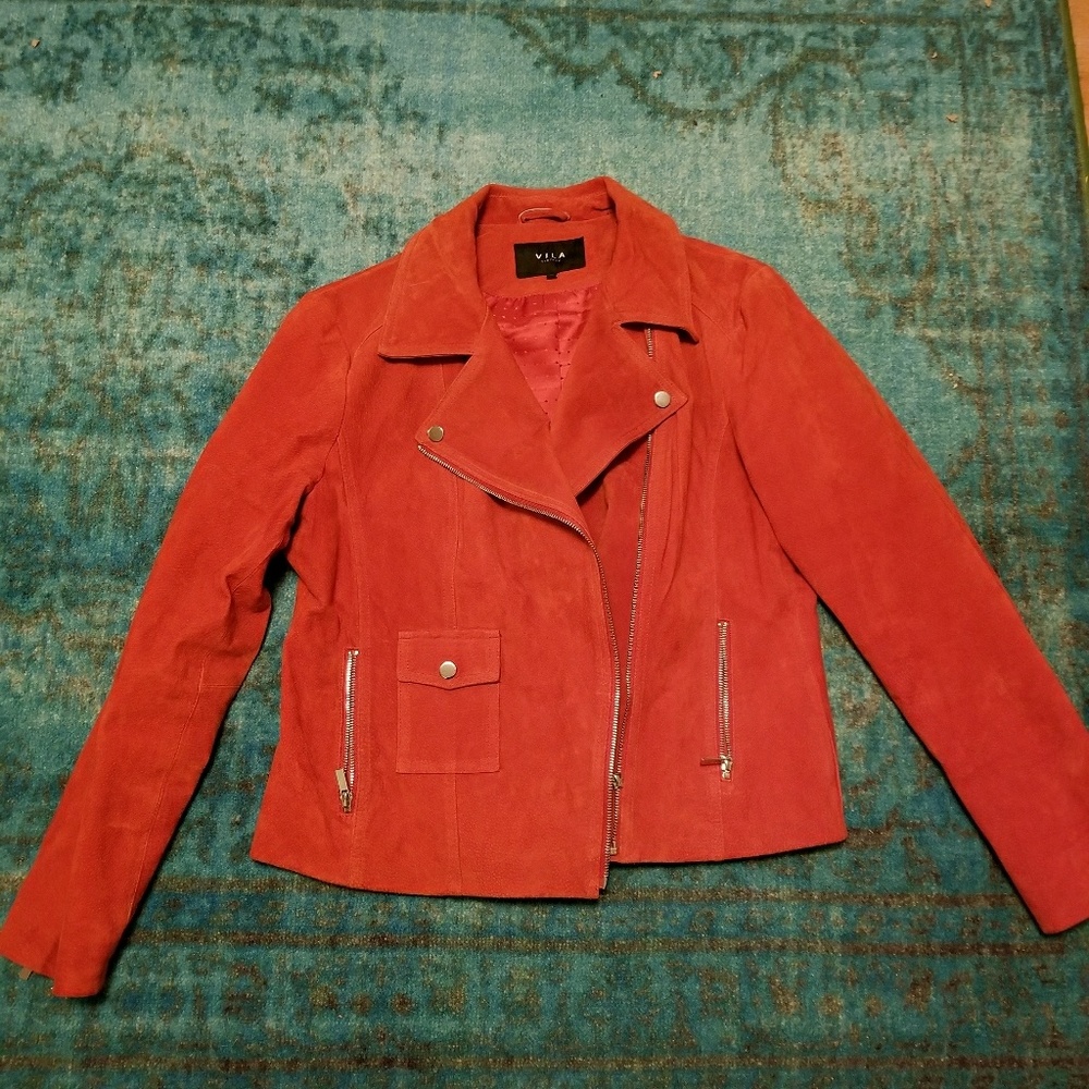 Red Suede Moto Jacket